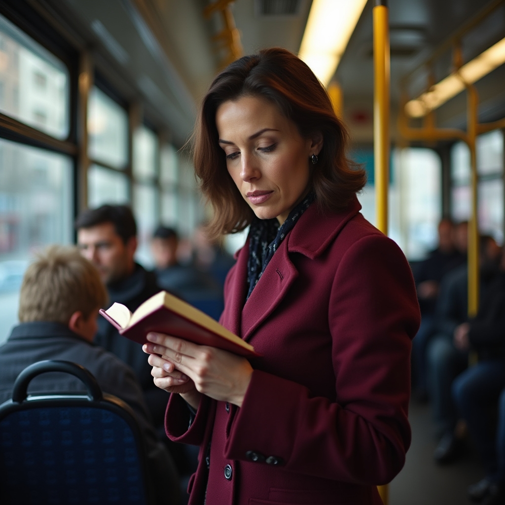 Dochádzajúci číta v autobuse